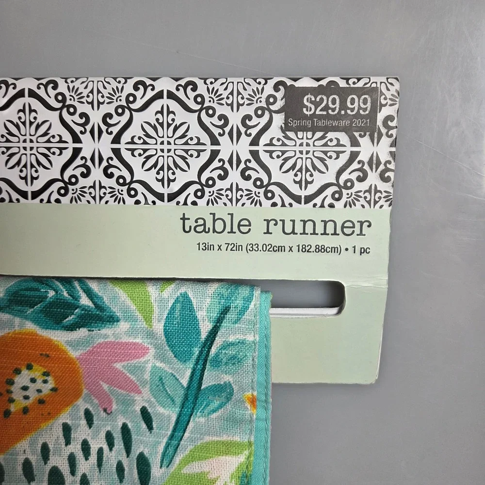 The Spring‎ Shop Tropical Fruit Table Runner 13x72 Cotton Papaya Dragonfruit NWT